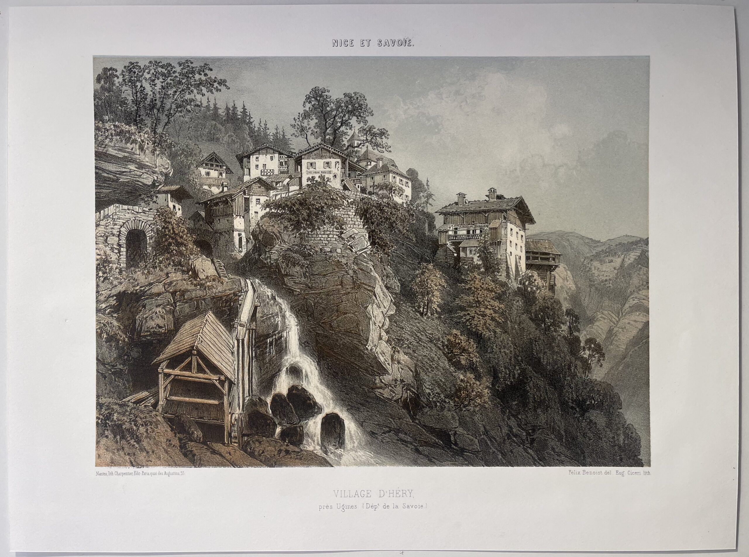 VILLAGE D’HERY près Ugines Savoie lithographie 1864 France Alpes – Image 6