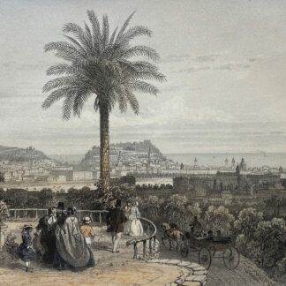Nice Monaco vue de la Villa Venanson French Riviera Landscape Lithograph 1864