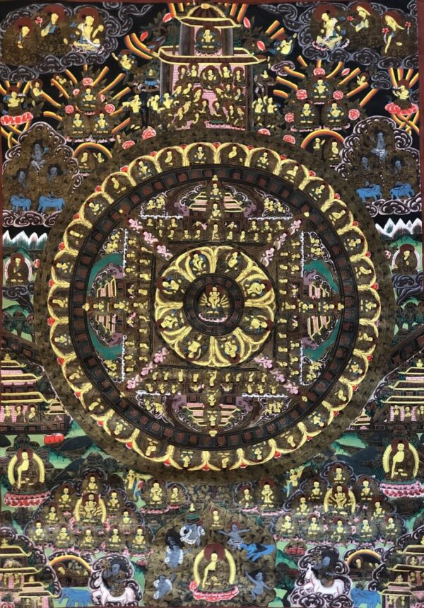 Large Tibetan Buddhist Thangka Wheel Of Life Dharma Mandala Painting Nepal Tibet