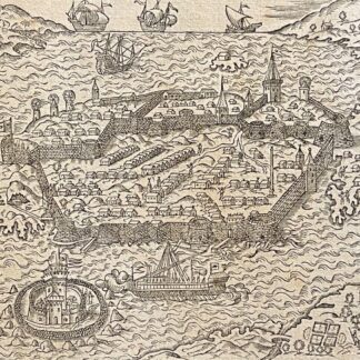 Grèce Nafplio ancien Napoli di Romania André Thevet (1504-1592) Engraving 1575
