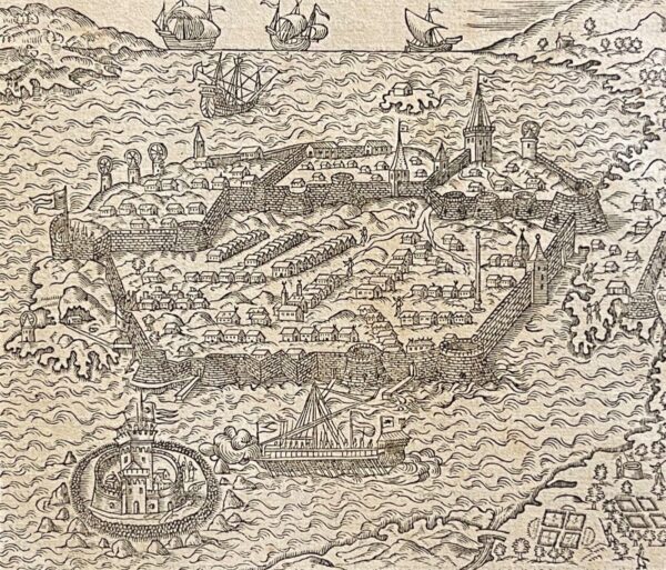 Grèce Nafplio ancien Napoli di Romania André Thevet (1504-1592) Engraving 1575