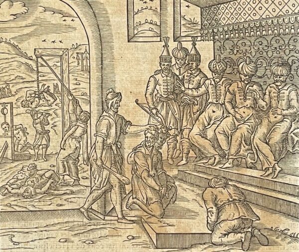 Ottoman Empire André Thevet 1575 Woodcut Christian Slaves Turkey Engraving