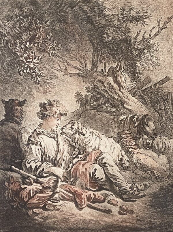 Jean-Baptiste Huet graveur manière de crayon Gilles Demarteau  XIXe Mouton Berger