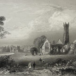 Irlande ADARE ABBEY d'après William Henry Bartlett c 1859