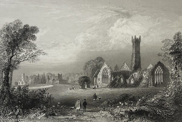 Irlande ADARE ABBEY d'après William Henry Bartlett c 1859