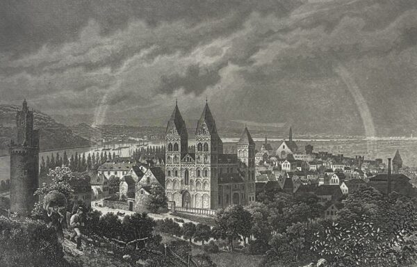 ANDERNACH ville sur le Rhin Gravure 1850 Allemagne Engraving