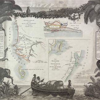 Carte Colonies Françaises en Afrique 1850 Sénégambie Madagascar Gorée