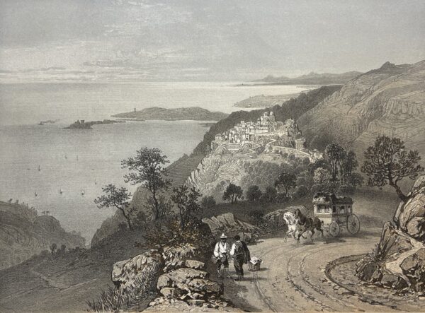 Èze et Cap de St Hospice Lithographie 1864 Alpes-Maritimes France