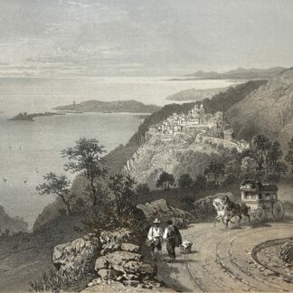 Èze et Cap de St Hospice Lithographie 1864 Alpes-Maritimes France