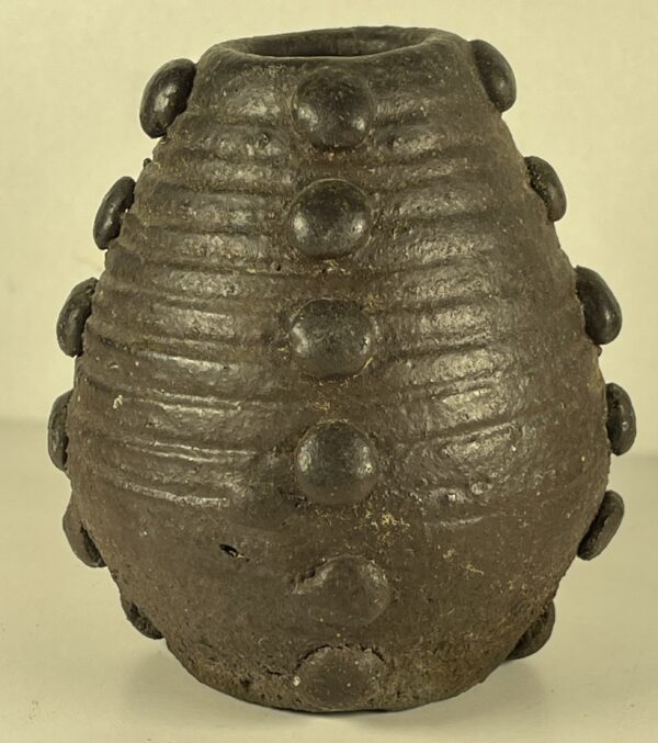 Sculptural Stoneware Vessel Applied Nodules Brutalist Primitive Style XXth
