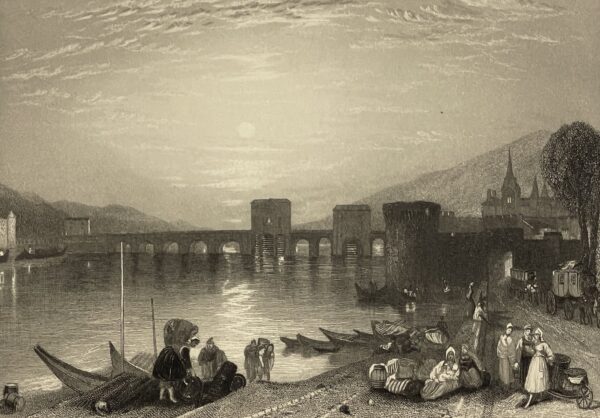 MW Turner Vernon France Engraving c1833 Wilmore Antique River Landscape Print
