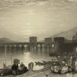 MW Turner Vernon France Engraving c1833 Wilmore Antique River Landscape Print