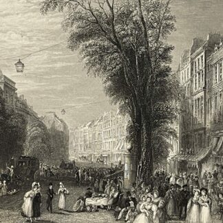 JMW Turner Boulevards Engraving c1833 Antique French Street Scene Print