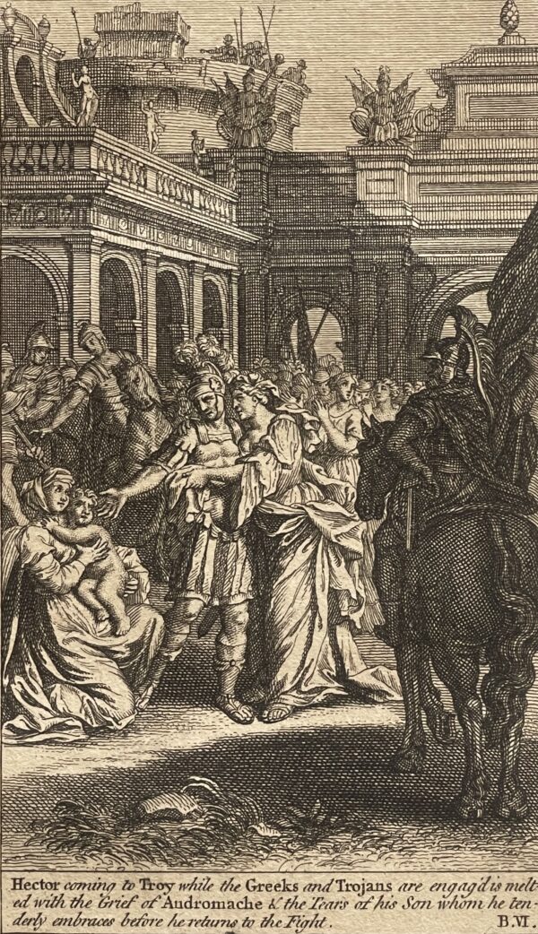 Trojan War Hector Andromache Troie Engraving c 1725 Fourdinier après Picart