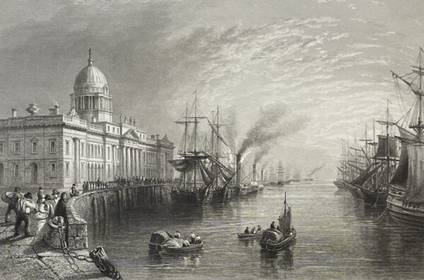 Irlande The Custom House Dublin d'après William Henry Bartlett c 1859