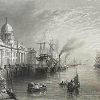 Irlande The Custom House Dublin d'après William Henry Bartlett c 1859