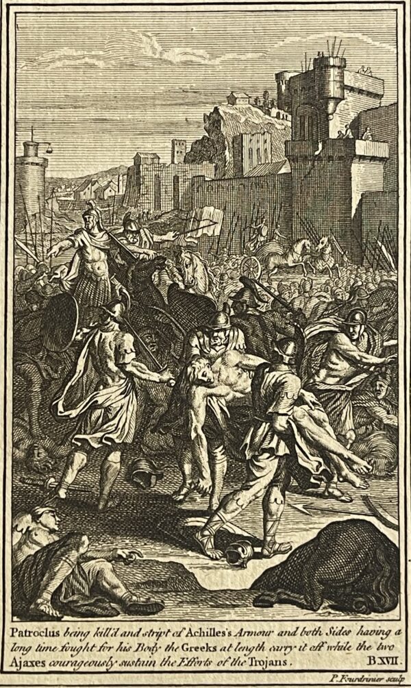 Trojan War Ménélas roi de Sparte Patrocle Guerre de Troie Engraving 1725 Picart