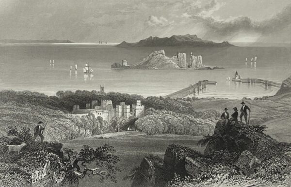 Irlande Howth Castle, County Dublin d'après William Henry Bartlett c 1859