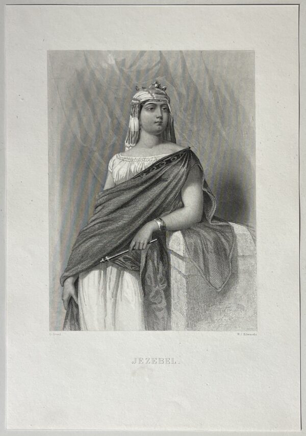 Jezabel épouse du roi d'Israël Achab gravure d'après Gustave Staal 1814-1882