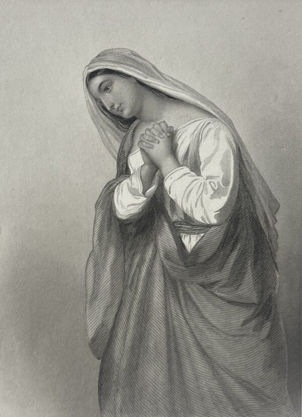 Partager La Cananéenne after Gustave Staal Antique French Religious Steel Engraving 1847
