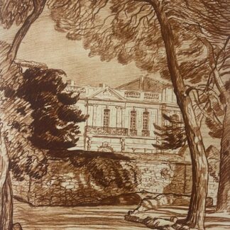 Montpellier Pavillon populaire d' Assas gravure c 1942 Provence France Engraving