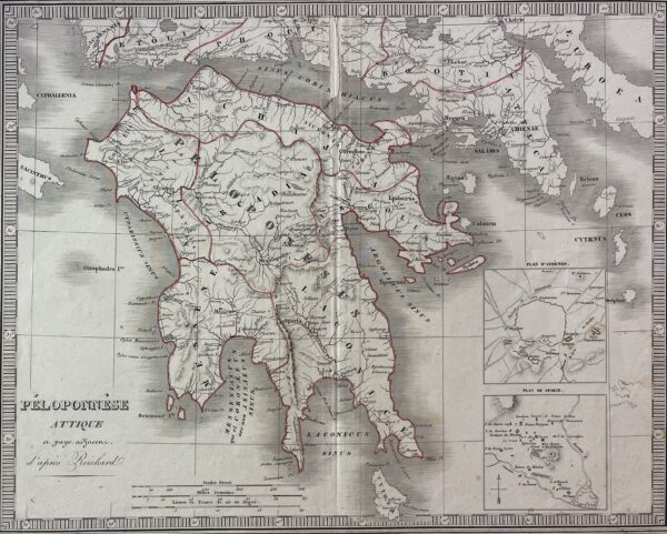 Grèce Antique du Péloponnèse et de l’Attique 1839 Engraving