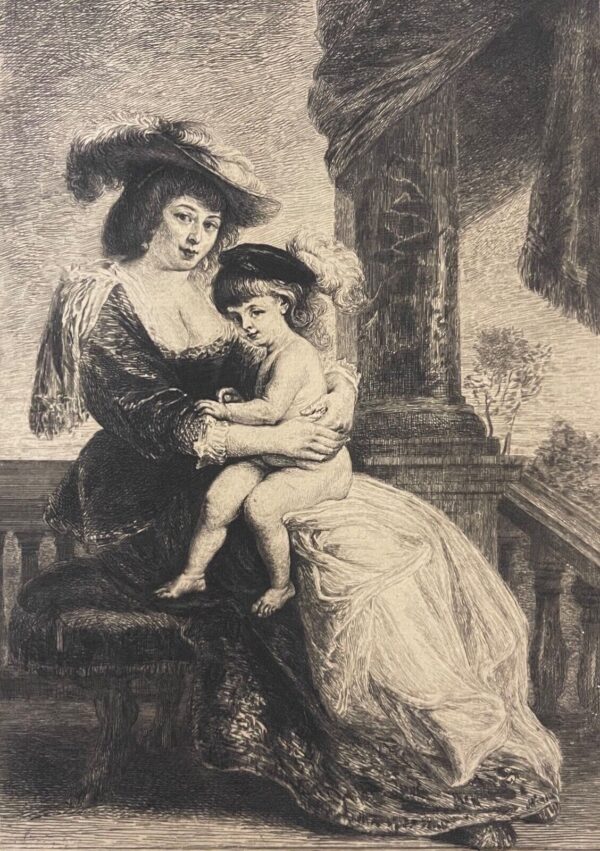 Peter Paul Rubens 1577-1640 Hélène Fourment et son fils Rajon Enraving c 1882