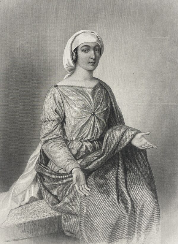 SUNAMITE after Gustave Staal Antique French Religious Steel Engraving 1847