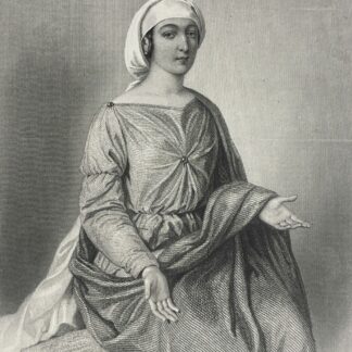 SUNAMITE after Gustave Staal Antique French Religious Steel Engraving 1847