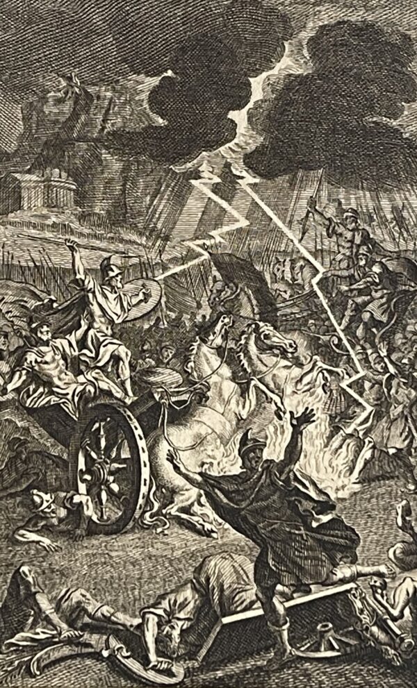 Trojan War Engraving Jupiter Strikes Diomedes Engraving Guerre de Troie c 1725