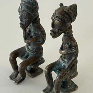 Rare Pair of 19th Century Akan Ashanti Royal Bronze Gold Weights – King & Queen – Ghana Ivory Coast
