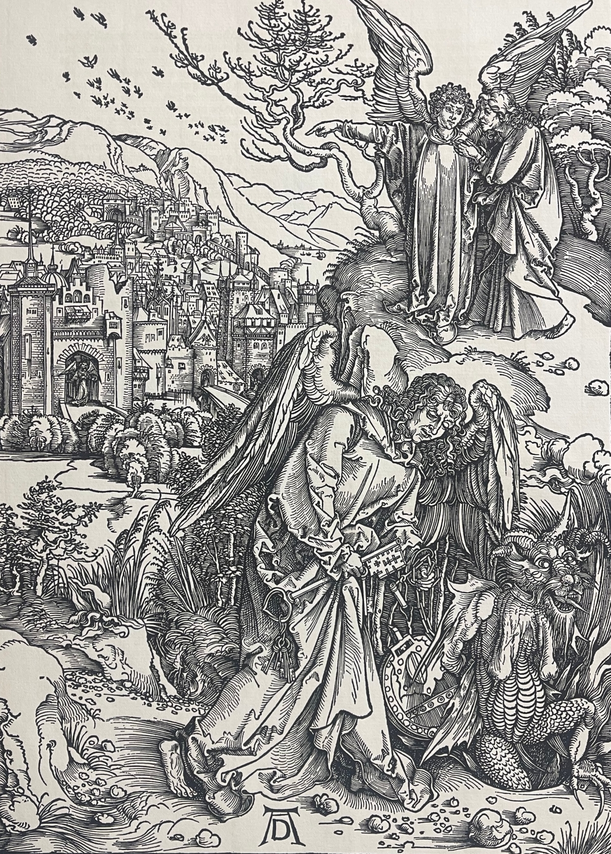 Albrecht Dürer Ange tenant la clé de l'abîme Apocalypse 1498 fac-similés 1900 – Image 2
