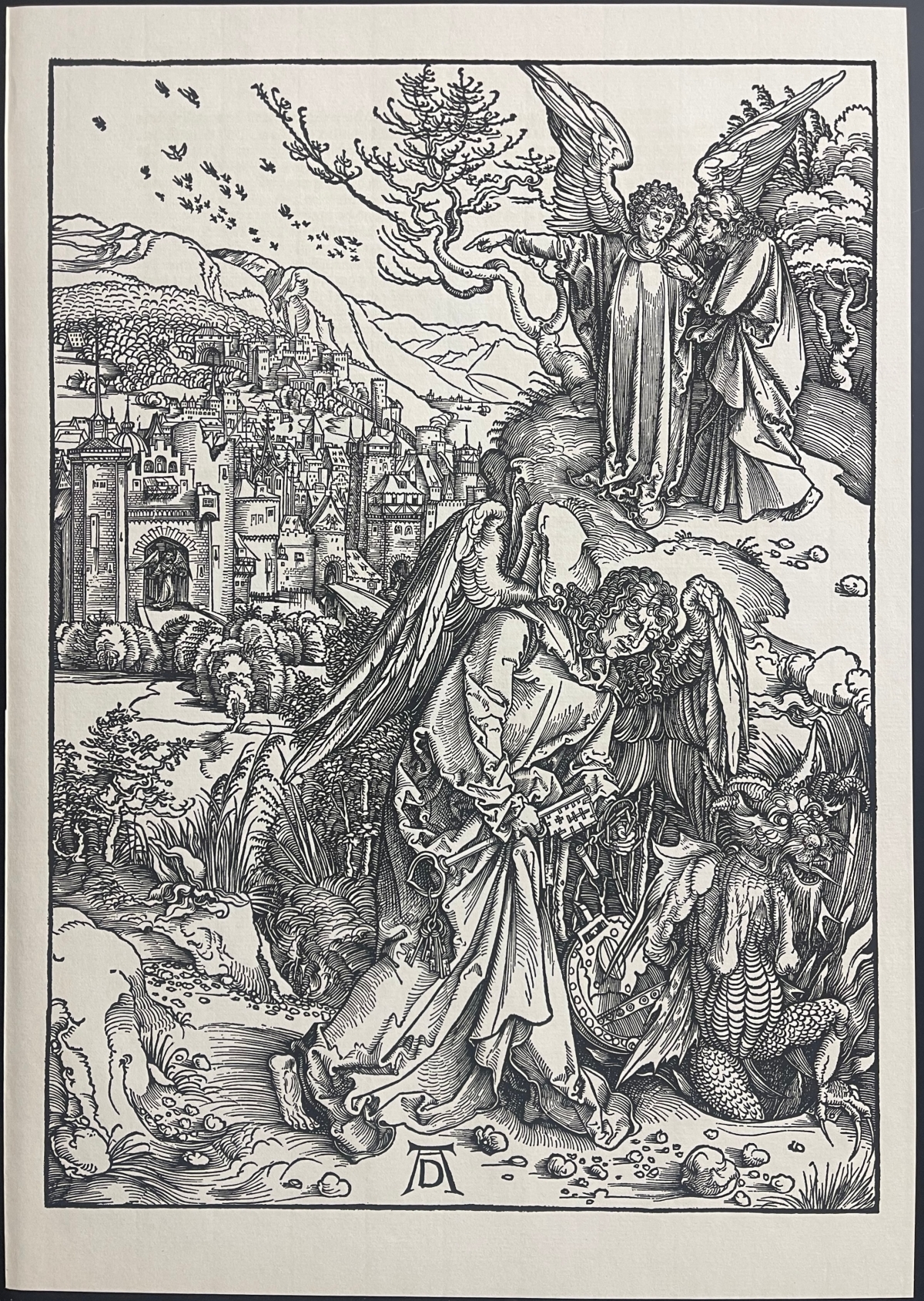 Albrecht Dürer Ange tenant la clé de l'abîme Apocalypse 1498 fac-similés 1900 – Image 3