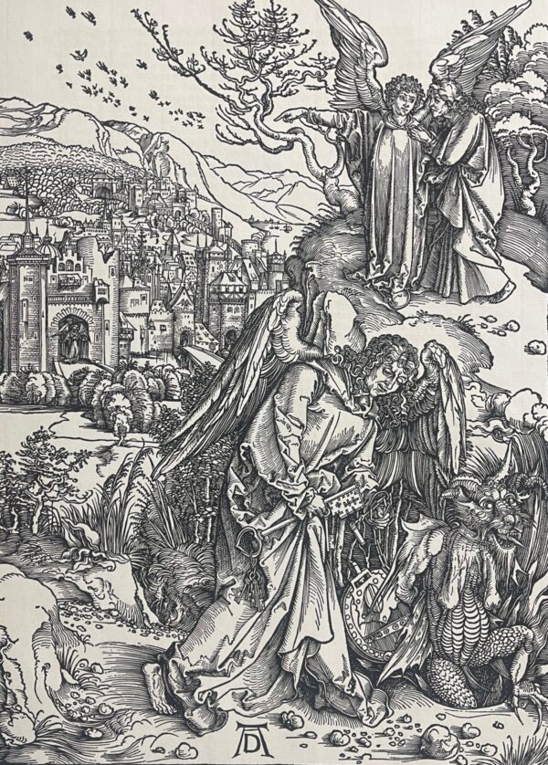 Albrecht Dürer Ange tenant la clé de l'abîme Apocalypse 1498 fac-similés 1900