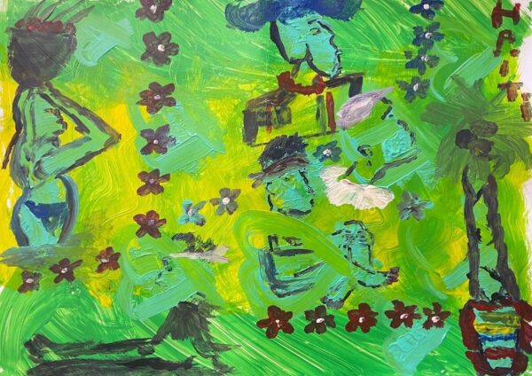 Art vaudou Blanc Haïti acrylique Vaudun Art Brut animisme voodoo art