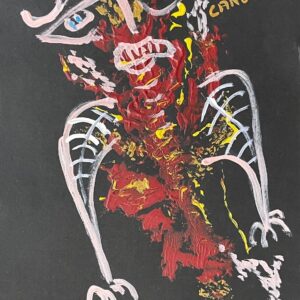 Art vaudou Brésil Cangaceiro acrylique monogramme D.M Vaudun voodoo Art brut