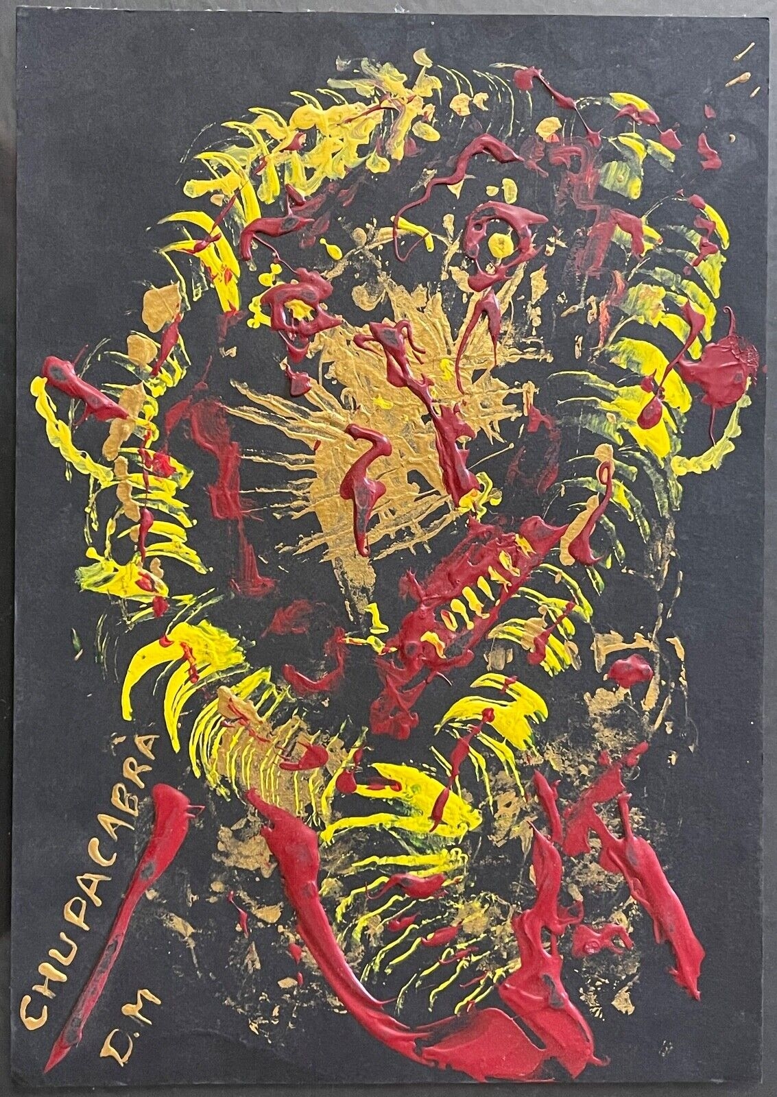 Brésil Art Vaudou Chupacabra peinture acrylique voodoo Art Brut outsider – Image 3