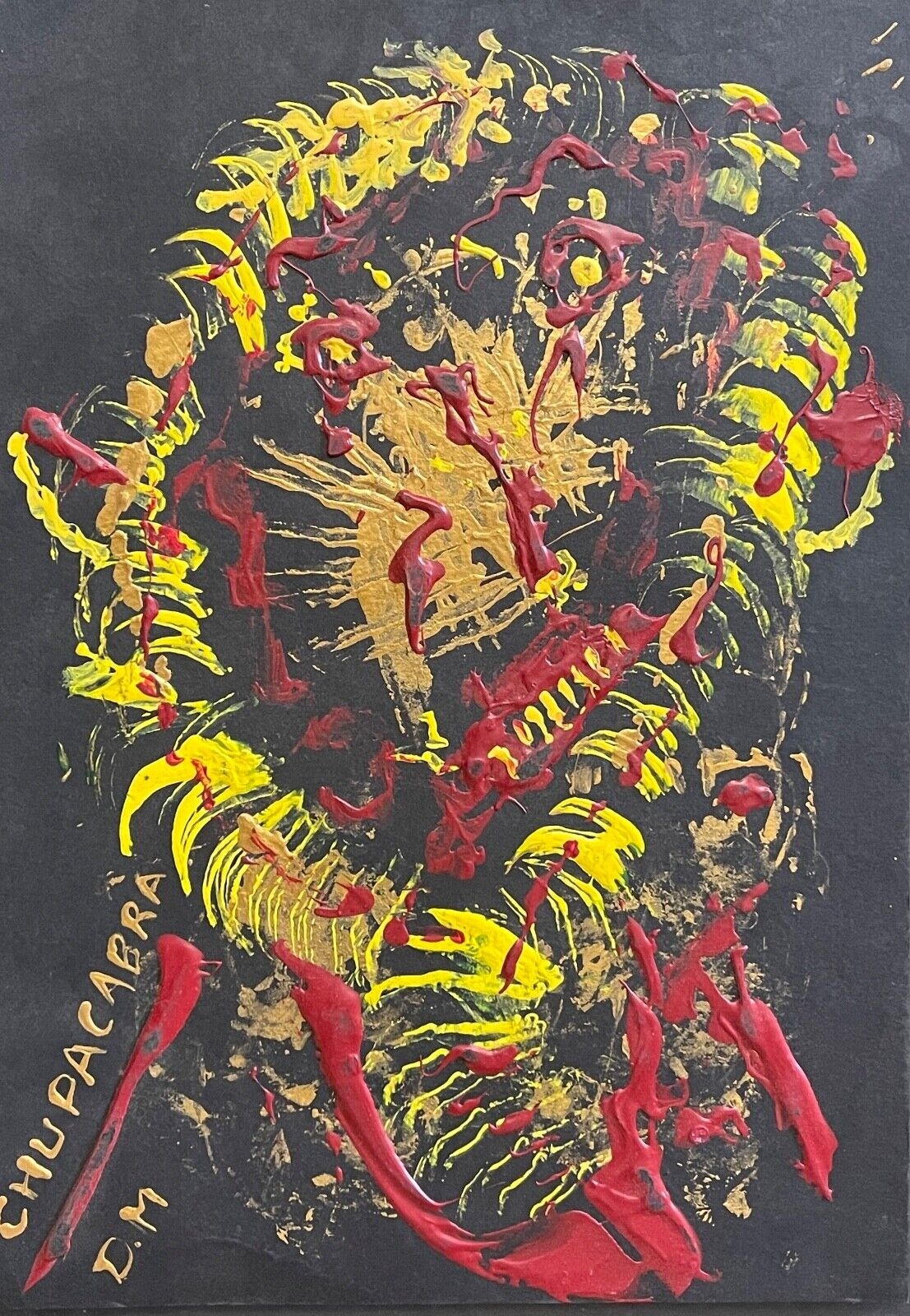 Brésil Art Vaudou Chupacabra peinture acrylique voodoo Art Brut outsider – Image 2
