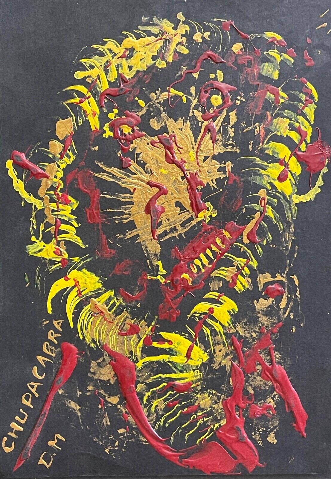 Brésil Art Vaudou Chupacabra peinture acrylique voodoo Art Brut outsider