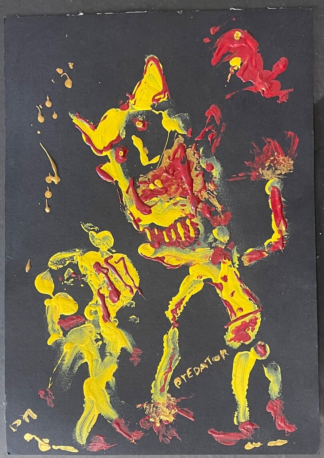 Art vaudou Brésil Prédator acrylique monogramme D.M Vaudun voodoo Art brut – Image 3
