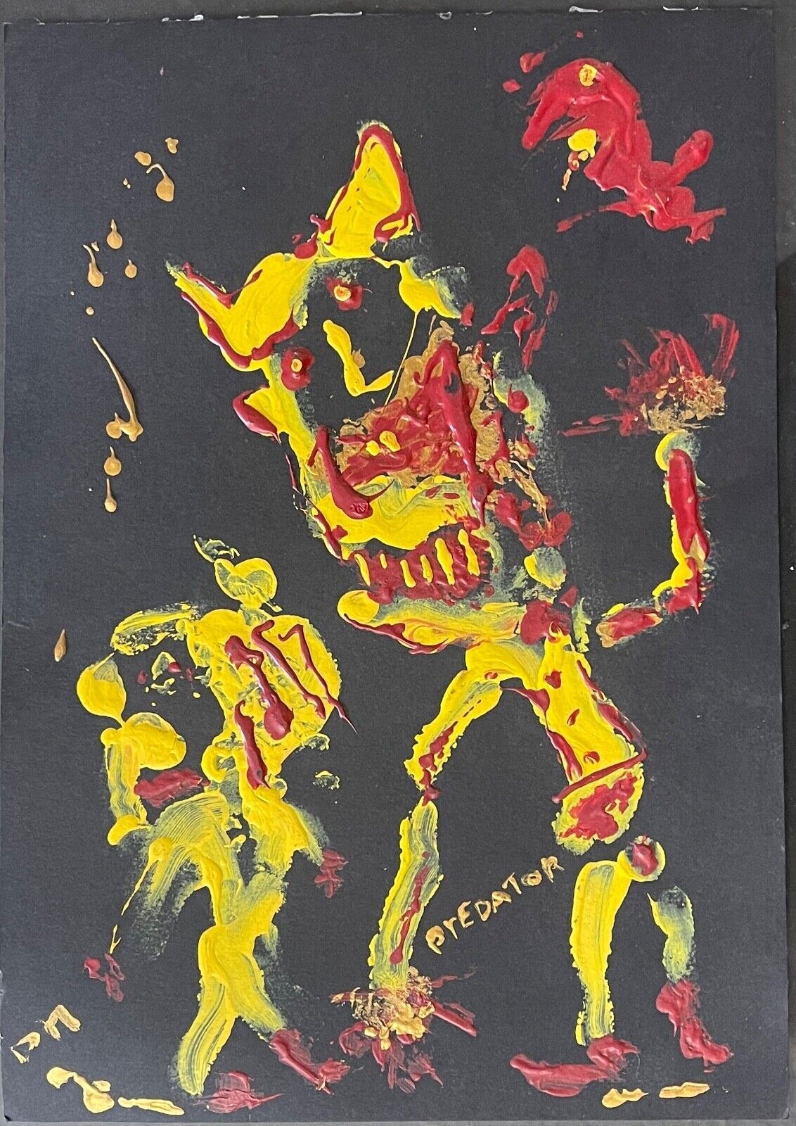 Art vaudou Brésil Prédator acrylique monogramme D.M Vaudun voodoo Art brut – Image 2