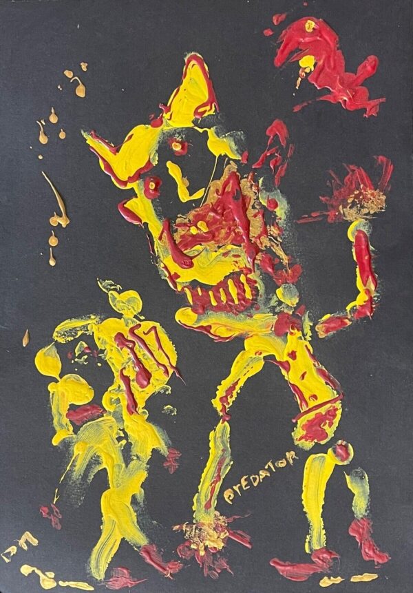 Art vaudou Brésil Prédator acrylique monogramme D.M Vaudun voodoo Art brut