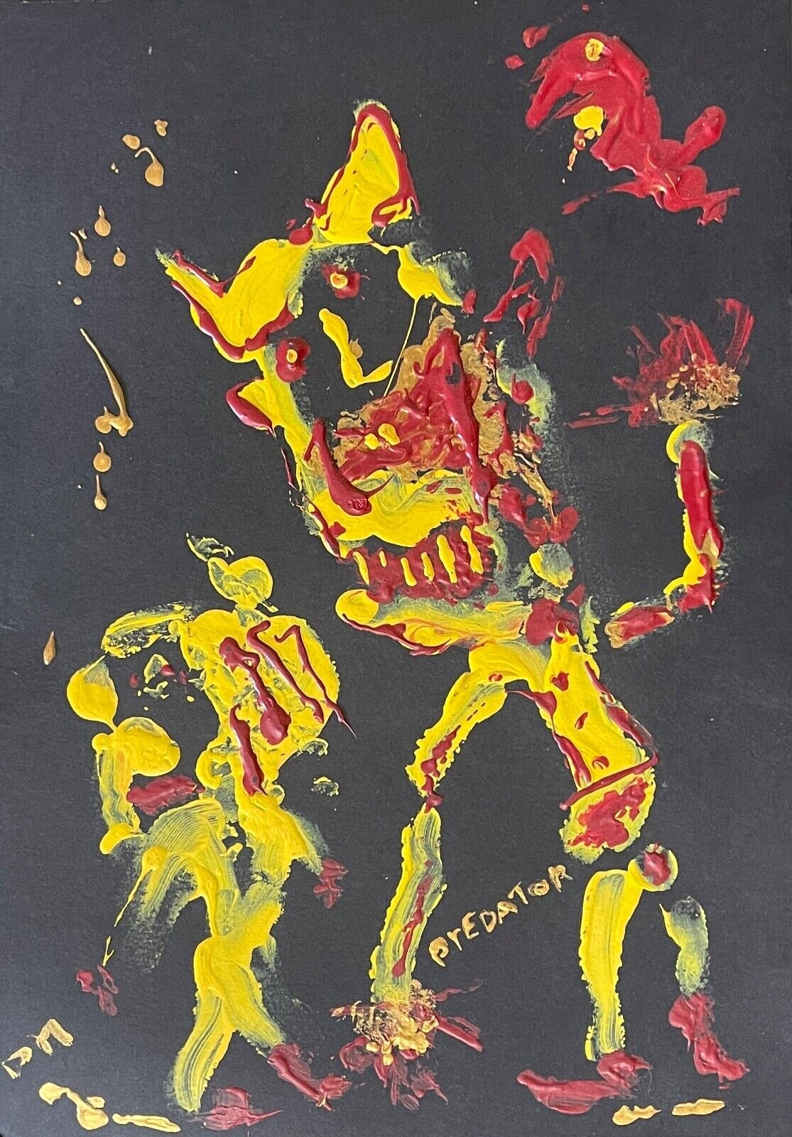 Art vaudou Brésil Prédator acrylique monogramme D.M Vaudun voodoo Art brut
