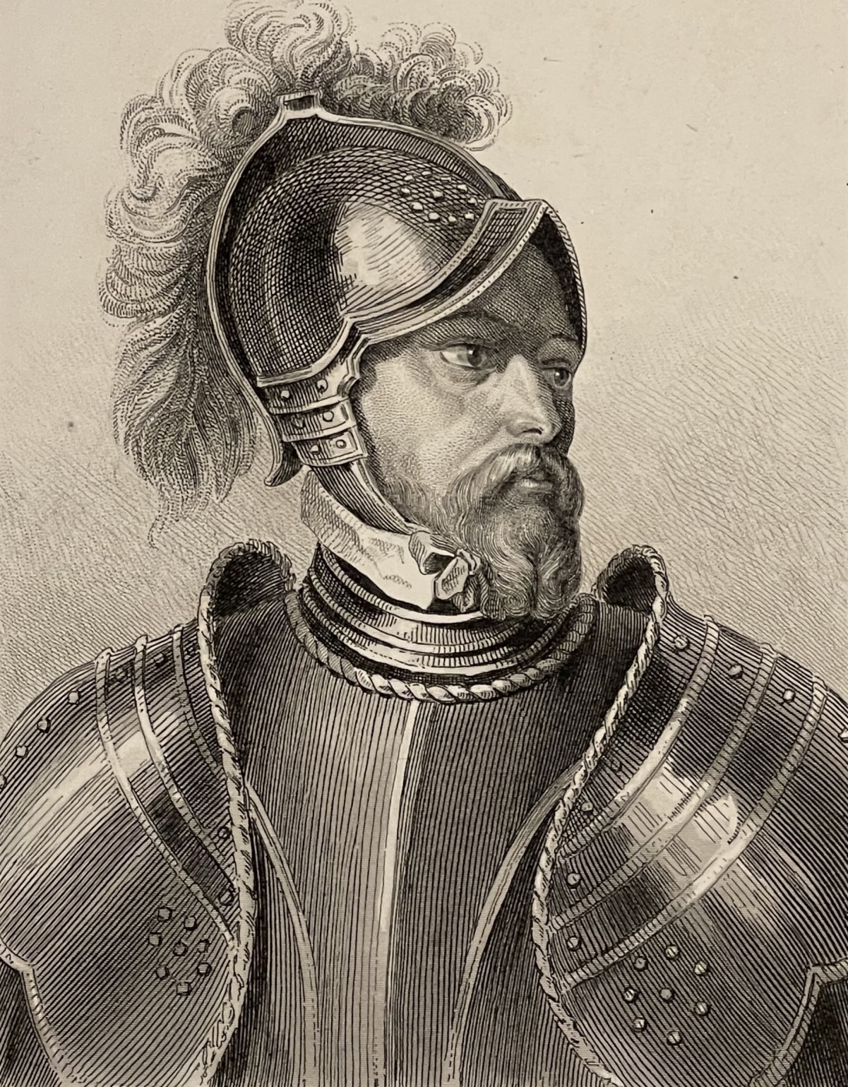 Jean de Montfort Duke of Brittany Portrait Engraving c1830 Medieval Armor Breton – Image 2