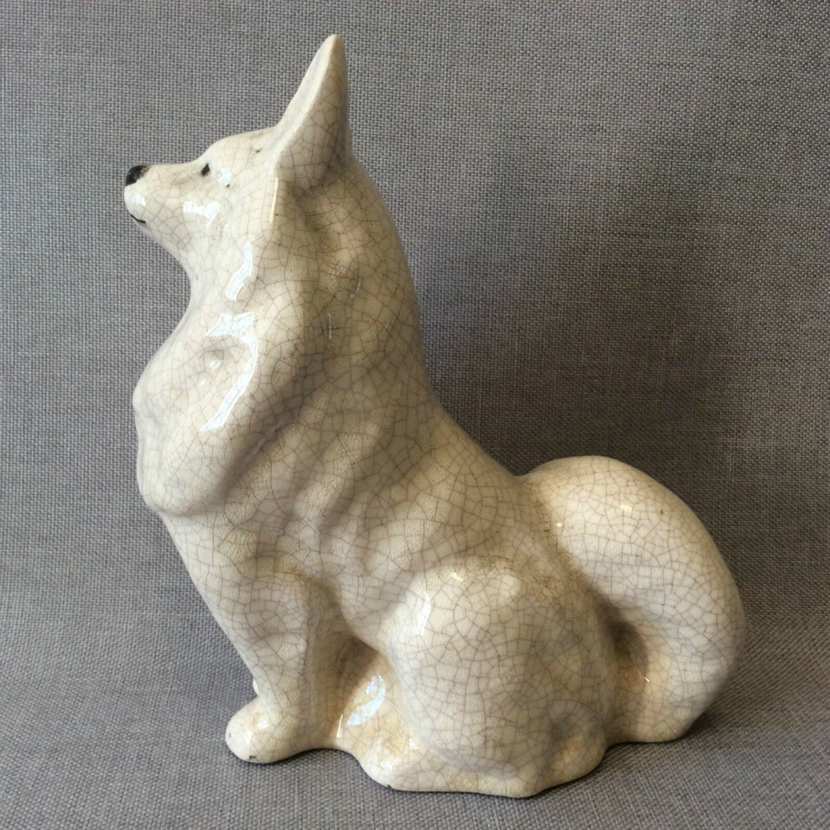 Antique Samoyed Dog Crackle Porcelain Russian Sled Dog Spitz Figurine Chien – Image 4