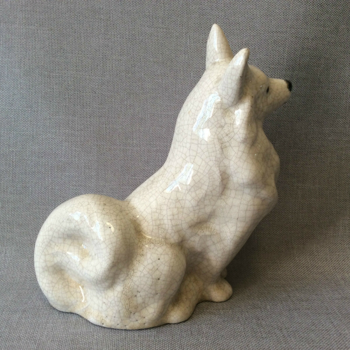 Antique Samoyed Dog Crackle Porcelain Russian Sled Dog Spitz Figurine Chien – Image 3