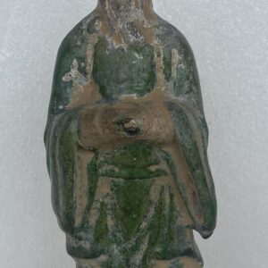 Chine dignitaire barbu céramique à glaçure verte époque Ming statue ancienne