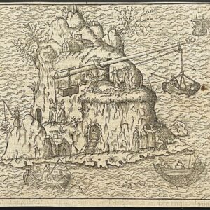 Crete 1560 André Thevet Original Woodcut Kalogeros Island Crane Maritime Scene
