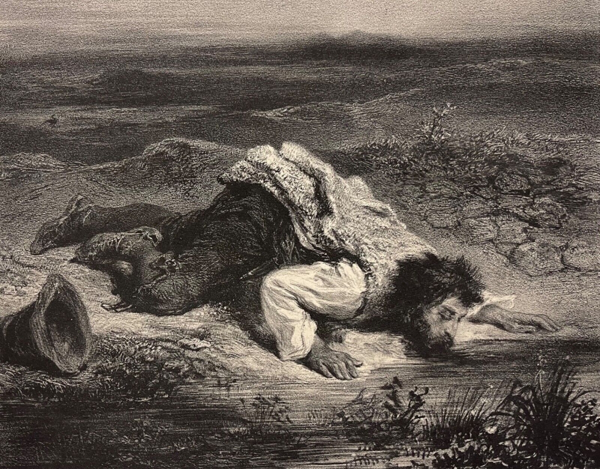 Eugène Delacroix La mort du brigand lithographie graveur Adolphe Mouilleron 1853 – Image 4