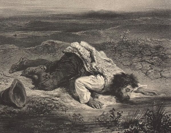 Eugène Delacroix La mort du brigand lithographie graveur Adolphe Mouilleron 1853